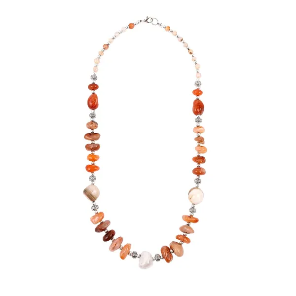 Multi_Stone_Crafted_Beads_Necklace_For_Women_Girls_Ethnic_Boho_Tribal_Statement_Jewellry_With_Hook_Clasp_Handcrafted_Mixed_Beaded_Design_With_Gold_Tone_Spacer_For_Wardrobe_Styling_Gifting