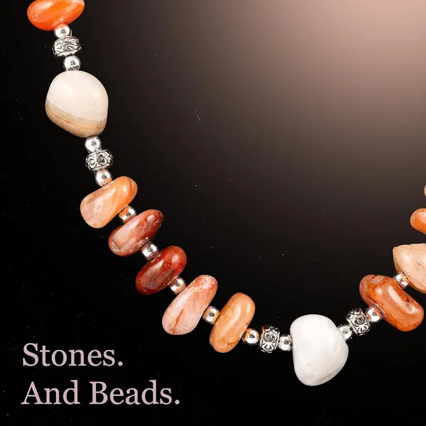 Multi_Stone_Crafted_Beads_Necklace_For_Women_Girls_Ethnic_Boho_Tribal_Statement_Jewellry_With_Hook_Clasp_Handcrafted_Mixed_Beaded_Design_With_Gold_Tone_Spacer_For_Wardrobe_Styling_Gifting