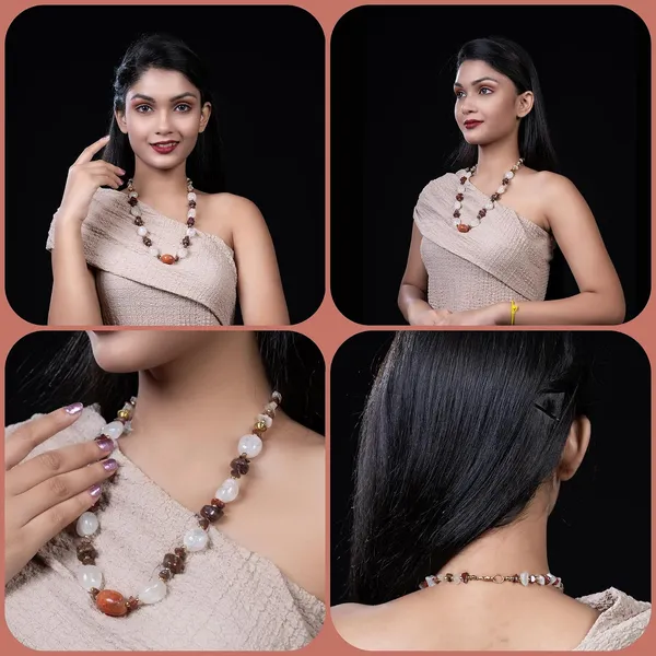 Multi_Stone_Crafted_Beads_Necklace_For_Women_Girls_Ethnic_Boho_Tribal_Statement_Jewellry_With_Hook_Clasp_Handcrafted_Mixed_Beaded_Design_With_Gold_Tone_Spacer_For_Wardrobe_Styling_Gifting