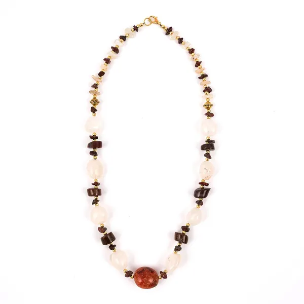 Multi_Stone_Crafted_Beads_Necklace_For_Women_Girls_Ethnic_Boho_Tribal_Statement_Jewellry_With_Hook_Clasp_Handcrafted_Mixed_Beaded_Design_With_Gold_Tone_Spacer_For_Wardrobe_Styling_Gifting