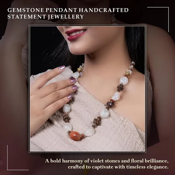 Multi_Stone_Crafted_Beads_Necklace_For_Women_Girls_Ethnic_Boho_Tribal_Statement_Jewellry_With_Hook_Clasp_Handcrafted_Mixed_Beaded_Design_With_Gold_Tone_Spacer_For_Wardrobe_Styling_Gifting