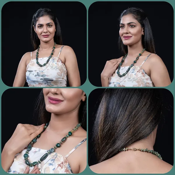 Multi_Stone_Crafted_Beads_Necklace_For_Women_Girls_Ethnic_Boho_Tribal_Statement_Jewellry_With_Hook_Clasp_Handcrafted_Mixed_Beaded_Design_With_Gold_Tone_Spacer_For_Wardrobe_Styling_Gifting