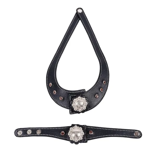 Softy_Crystal_Leather_Necklace_With_Bracelet_Set_Handcrafted_Statement_Jewelry_With_Floral_Concho_Motif_Secure_Snap_Button_Clasp_For_Women_And_Girls