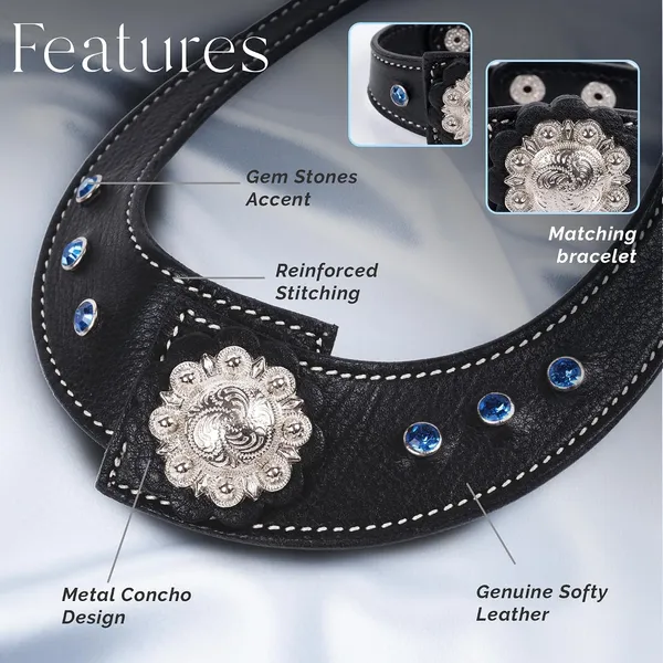 Softy_Crystal_Leather_Necklace_With_Bracelet_Set_Handcrafted_Statement_Jewelry_With_Floral_Concho_Motif_Secure_Snap_Button_Clasp_For_Women_And_Girls