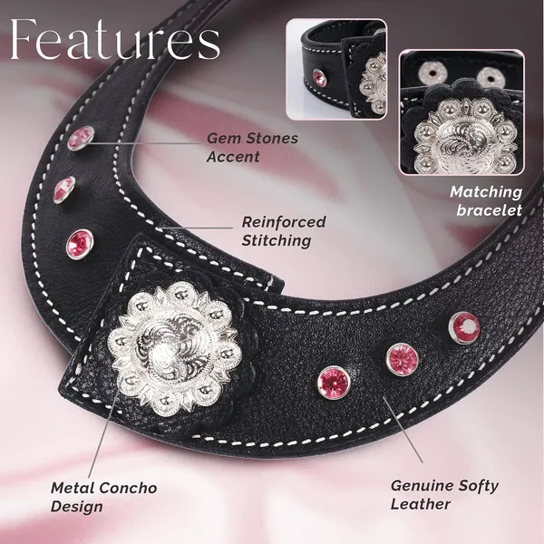 Softy_Crystal_Leather_Necklace_With_Bracelet_Set_Handcrafted_Statement_Jewelry_With_Floral_Concho_Motif_Secure_Snap_Button_Clasp_For_Women_And_Girls