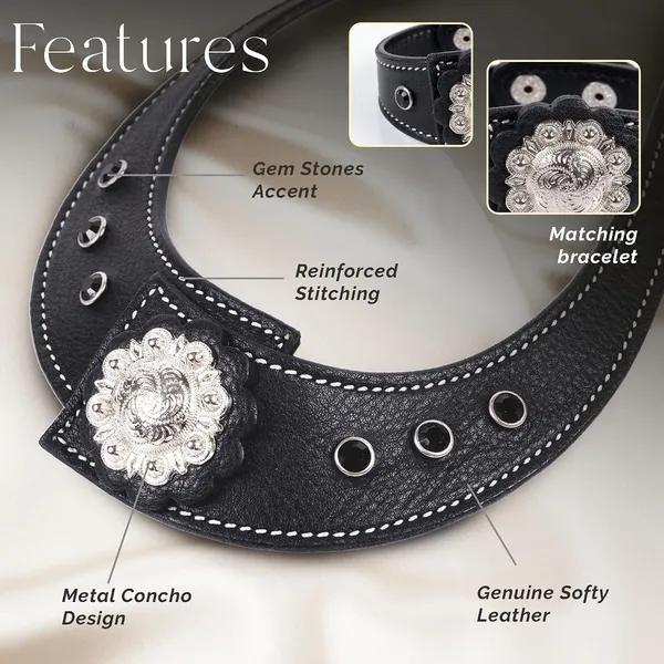 Softy_Crystal_Leather_Necklace_With_Bracelet_Set_Handcrafted_Statement_Jewelry_With_Floral_Concho_Motif_Secure_Snap_Button_Clasp_For_Women_And_Girls