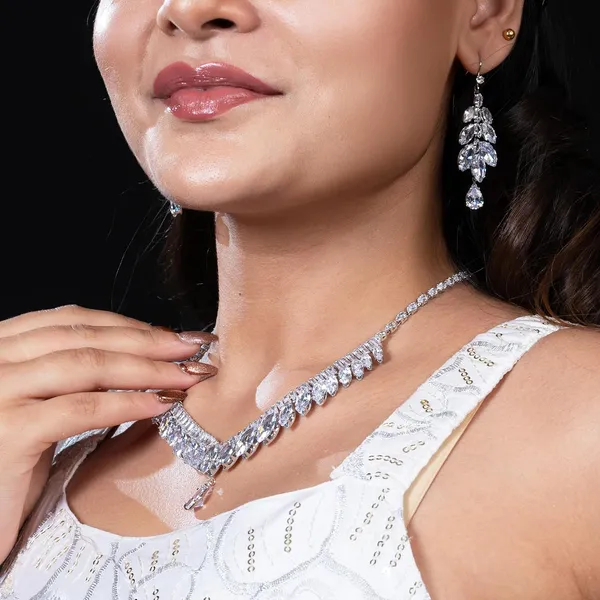 American_Diamond_Ad_With_Colorful_Crystal_Necklace_For_Women_Girls_With_Earrings_Set_Handcrafted_Statement_Jewelry_With_Secure_Metal_Clasp_Gifting_Bridal_Wedding_Celebratory_Wear