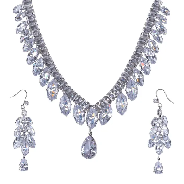 American_Diamond_Ad_With_Colorful_Crystal_Necklace_For_Women_Girls_With_Earrings_Set_Handcrafted_Statement_Jewelry_With_Secure_Metal_Clasp_Gifting_Bridal_Wedding_Celebratory_Wear