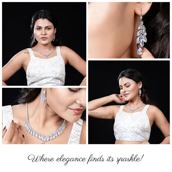 American_Diamond_Ad_With_Colorful_Crystal_Necklace_For_Women_Girls_With_Earrings_Set_Handcrafted_Statement_Jewelry_With_Secure_Metal_Clasp_Gifting_Bridal_Wedding_Celebratory_Wear