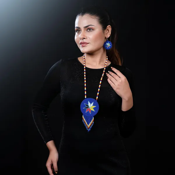 Handmade_Beaded_Medallion_Necklace_With_Matching_Earrings_Huichol_Neckpiece_Native_American_Jewellery_For_Women_Girls
