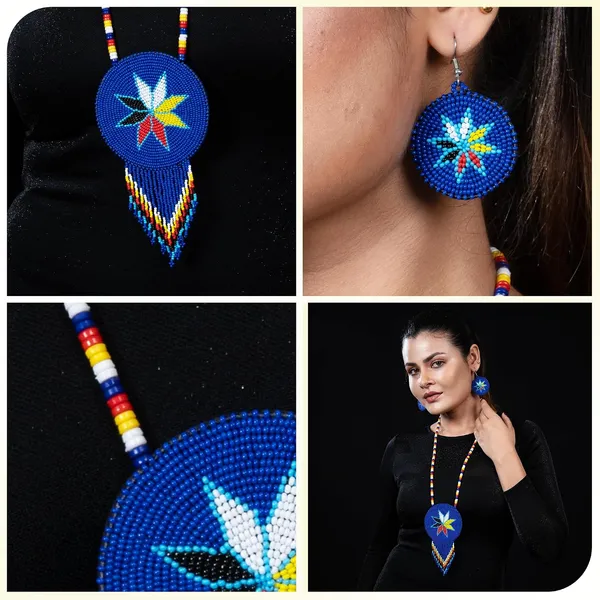 Handmade_Beaded_Medallion_Necklace_With_Matching_Earrings_Huichol_Neckpiece_Native_American_Jewellery_For_Women_Girls