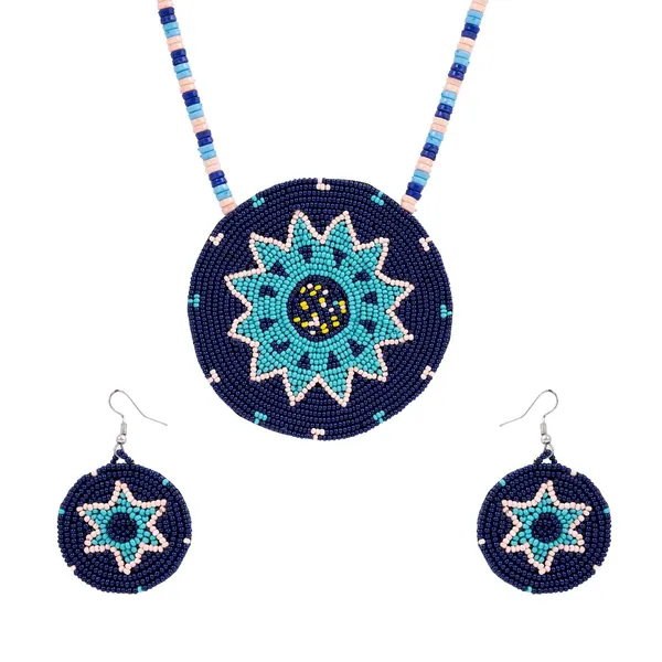 Handmade_Beaded_Medallion_Necklace_With_Matching_Earrings_Huichol_Neckpiece_Native_American_Jewellery_For_Women_Girls