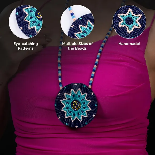 Handmade_Beaded_Medallion_Necklace_With_Matching_Earrings_Huichol_Neckpiece_Native_American_Jewellery_For_Women_Girls