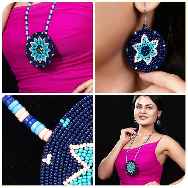 Handmade_Beaded_Medallion_Necklace_With_Matching_Earrings_Huichol_Neckpiece_Native_American_Jewellery_For_Women_Girls