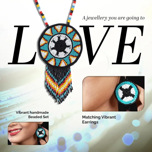 Handmade_Beaded_Medallion_Necklace_With_Matching_Earrings_Huichol_Neckpiece_Native_American_Jewellery_For_Women_Girls