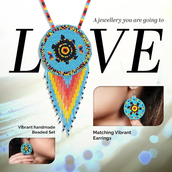 Handmade_Beaded_Medallion_Necklace_With_Matching_Earrings_Huichol_Neckpiece_Native_American_Jewellery_For_Women_Girls