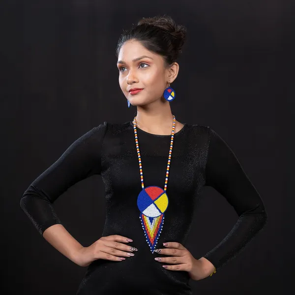 Handmade_Beaded_Medallion_Necklace_With_Matching_Earrings_Huichol_Neckpiece_Native_American_Jewellery_For_Women_Girls