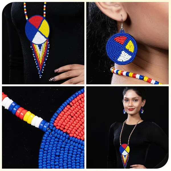 Handmade_Beaded_Medallion_Necklace_With_Matching_Earrings_Huichol_Neckpiece_Native_American_Jewellery_For_Women_Girls