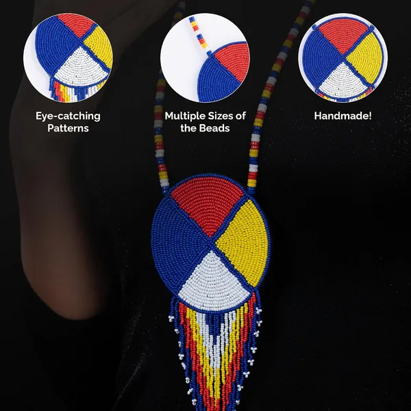 Handmade_Beaded_Medallion_Necklace_With_Matching_Earrings_Huichol_Neckpiece_Native_American_Jewellery_For_Women_Girls