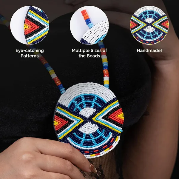 Handmade_Beaded_Medallion_Necklace_With_Matching_Earrings_Huichol_Neckpiece_Native_American_Jewellery_For_Women_Girls