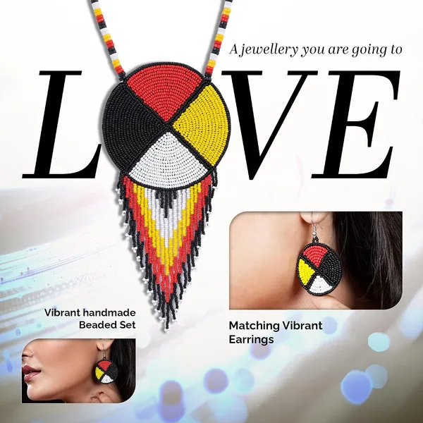 Handmade_Beaded_Medallion_Necklace_With_Matching_Earrings_Huichol_Neckpiece_Native_American_Jewellery_For_Women_Girls