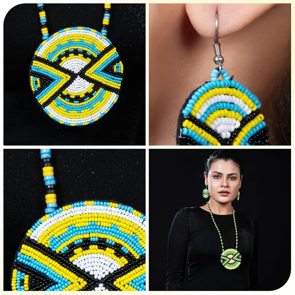 Handmade_Beaded_Medallion_Necklace_With_Matching_Earrings_Huichol_Neckpiece_Native_American_Jewellery_For_Women_Girls