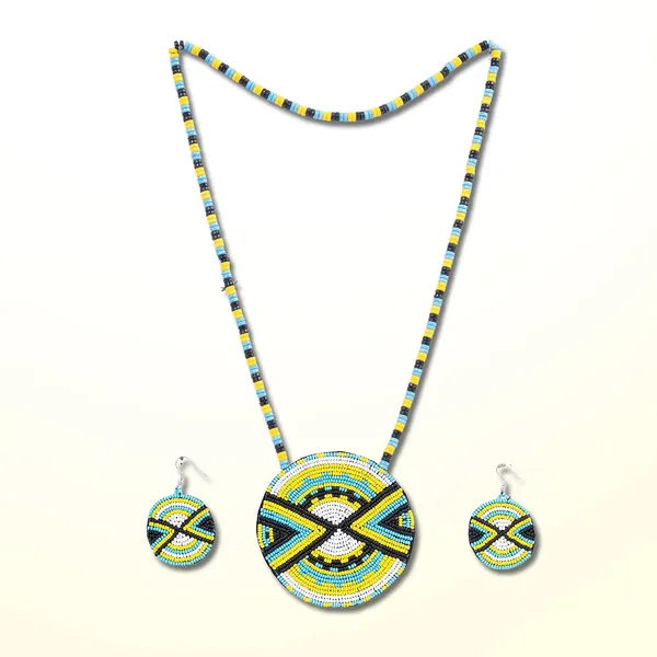 Handmade_Beaded_Medallion_Necklace_With_Matching_Earrings_Huichol_Neckpiece_Native_American_Jewellery_For_Women_Girls