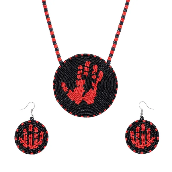 Handmade_Beaded_Medallion_Necklace_With_Matching_Earrings_Huichol_Neckpiece_Native_American_Jewellery_For_Women_Girls