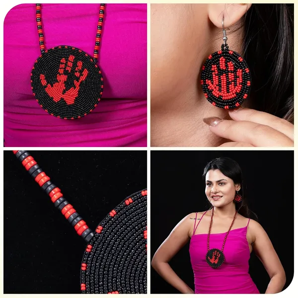 Handmade_Beaded_Medallion_Necklace_With_Matching_Earrings_Huichol_Neckpiece_Native_American_Jewellery_For_Women_Girls