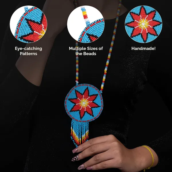Product_Summary_Beadnest_Handmade_Beaded_Medallion_Necklace_With_Matching_Earrings_Huichol_Neckpiece_Native_American_Jewellery_For_Women_Girls
