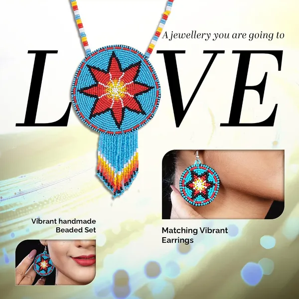 Product_Summary_Beadnest_Handmade_Beaded_Medallion_Necklace_With_Matching_Earrings_Huichol_Neckpiece_Native_American_Jewellery_For_Women_Girls