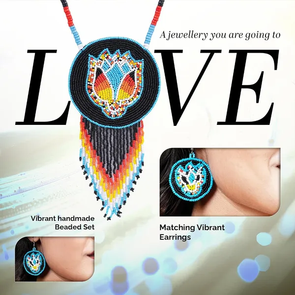 Handmade_Beaded_Medallion_Necklace_With_Matching_Earrings_Huichol_Neckpiece_Native_American_Jewellery_For_Women_Girls