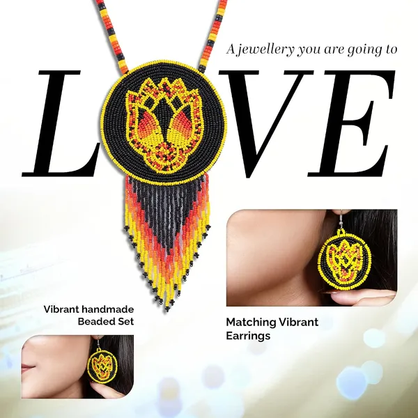 Handmade_Beaded_Medallion_Necklace_With_Matching_Earrings_Huichol_Neckpiece_Native_American_Jewellery_For_Women_Girls