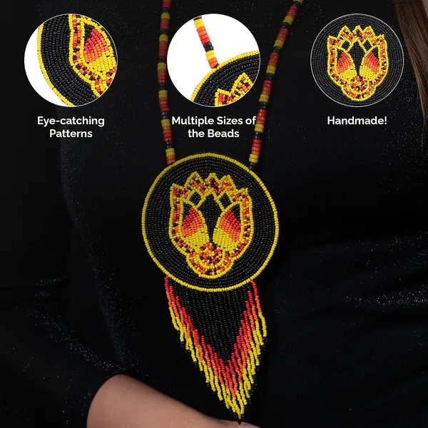 Handmade_Beaded_Medallion_Necklace_With_Matching_Earrings_Huichol_Neckpiece_Native_American_Jewellery_For_Women_Girls