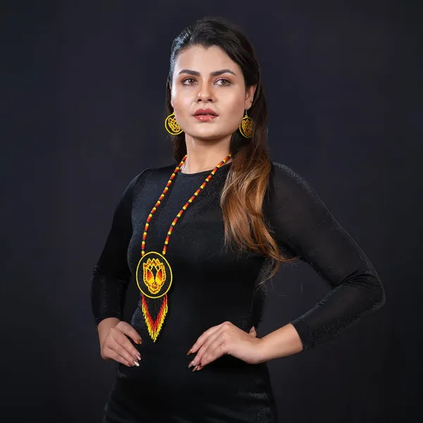 Handmade_Beaded_Medallion_Necklace_With_Matching_Earrings_Huichol_Neckpiece_Native_American_Jewellery_For_Women_Girls