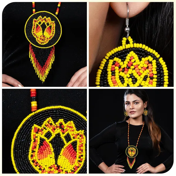 Handmade_Beaded_Medallion_Necklace_With_Matching_Earrings_Huichol_Neckpiece_Native_American_Jewellery_For_Women_Girls