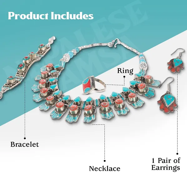 Handcrafted_Hamsa_Nepali_Necklace_Set_For_Women_Girls_Tibetan_Afghani_Metal_Beaded_Jewellery_Set_With_Necklace_Bracelet_Earrings_Ring
