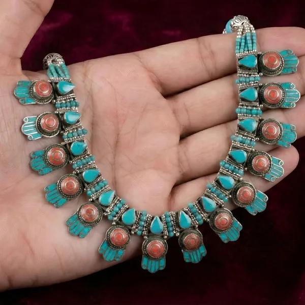 Handcrafted_Hamsa_Nepali_Necklace_Set_For_Women_Girls_Tibetan_Afghani_Metal_Beaded_Jewellery_Set_With_Necklace_Bracelet_Earrings_Ring