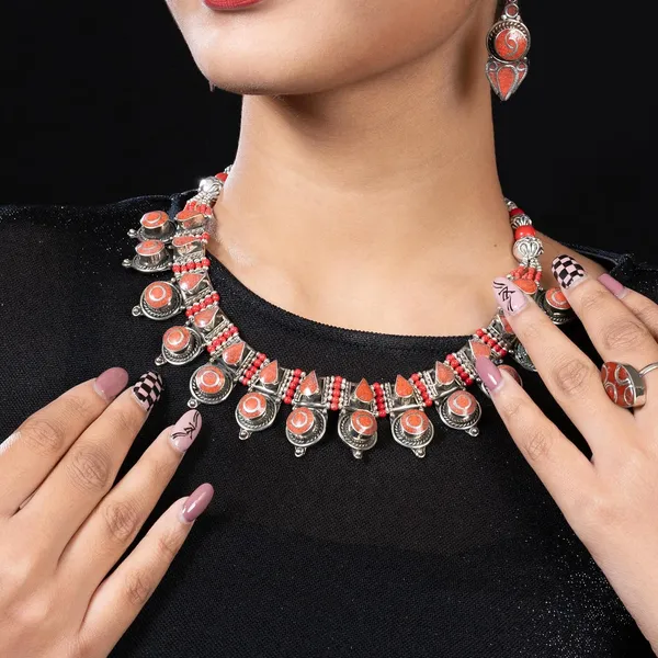 Handcrafted_Hamsa_Nepali_Necklace_Set_For_Women_Girls_Tibetan_Afghani_Metal_Beaded_Jewellery_Set_With_Necklace_Bracelet_Earrings_Ring