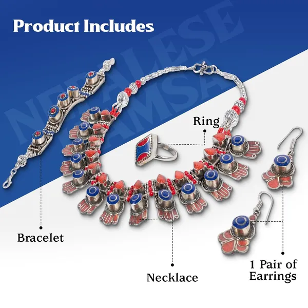 Handcrafted_Hamsa_Nepali_Necklace_Set_For_Women_Girls_Tibetan_Afghani_Metal_Beaded_Jewellery_Set_With_Necklace_Bracelet_Earrings_Ring