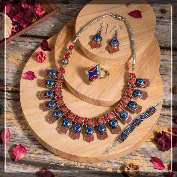 Handcrafted_Hamsa_Nepali_Necklace_Set_For_Women_Girls_Tibetan_Afghani_Metal_Beaded_Jewellery_Set_With_Necklace_Bracelet_Earrings_Ring