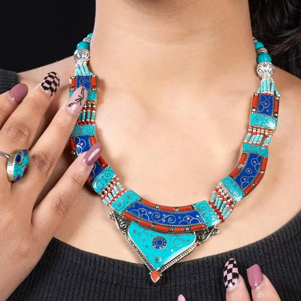 Handcrafted_Hamsa_Nepali_Necklace_Set_For_Women_Girls_Tibetan_Afghani_Metal_Beaded_Jewellery_Set_With_Necklace_Bracelet_Earrings_Ring