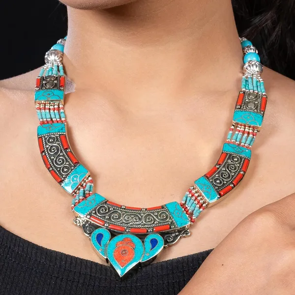 Handcrafted_Hamsa_Nepali_Necklace_Set_For_Women_Girls_Tibetan_Afghani_Metal_Beaded_Jewellery_Set_With_Necklace_Bracelet_Earrings_Ring