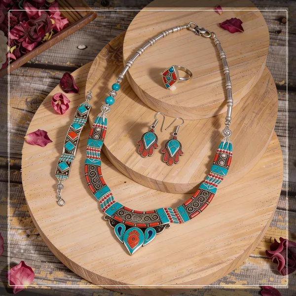 Handcrafted_Hamsa_Nepali_Necklace_Set_For_Women_Girls_Tibetan_Afghani_Metal_Beaded_Jewellery_Set_With_Necklace_Bracelet_Earrings_Ring