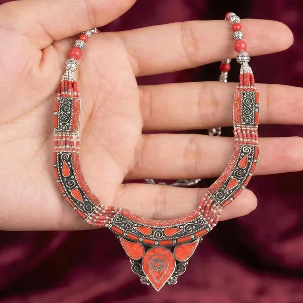 Handcrafted_Hamsa_Nepali_Necklace_Set_For_Women_Girls_Tibetan_Afghani_Metal_Beaded_Jewellery_Set_With_Necklace_Bracelet_Earrings_Ring
