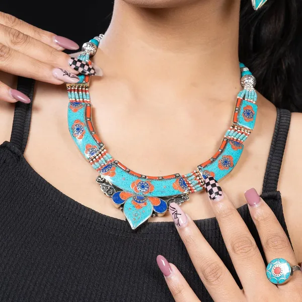 Handcrafted_Hamsa_Nepali_Necklace_Set_For_Women_Girls_Tibetan_Afghani_Metal_Beaded_Jewellery_Set_With_Necklace_Bracelet_Earrings_Ring