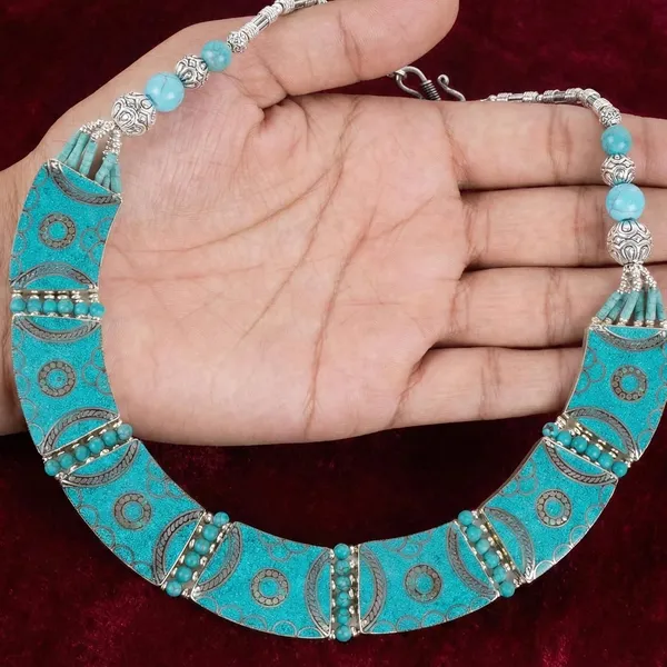 Handcrafted_Hamsa_Nepali_Necklace_Set_For_Women_Girls_Tibetan_Afghani_Metal_Beaded_Jewellery_Set_With_Necklace_Bracelet_Earrings_Ring