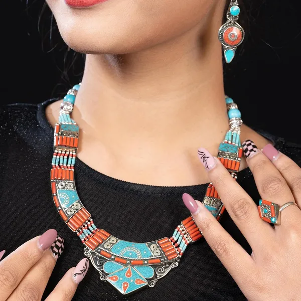 Handcrafted_Hamsa_Nepali_Necklace_Set_For_Women_Girls_Tibetan_Afghani_Metal_Beaded_Jewellery_Set_With_Necklace_Bracelet_Earrings_Ring