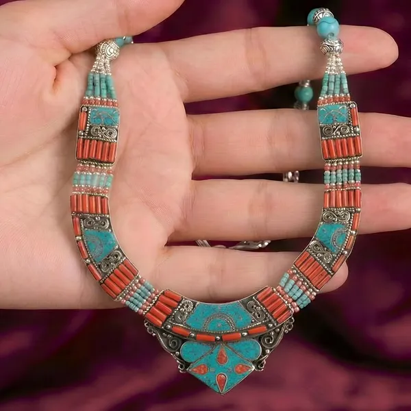 Handcrafted_Hamsa_Nepali_Necklace_Set_For_Women_Girls_Tibetan_Afghani_Metal_Beaded_Jewellery_Set_With_Necklace_Bracelet_Earrings_Ring