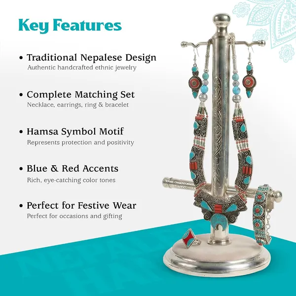 Handcrafted_Hamsa_Nepali_Necklace_Set_For_Women_Girls_Tibetan_Afghani_Metal_Beaded_Jewellery_Set_With_Necklace_Bracelet_Earrings_Ring